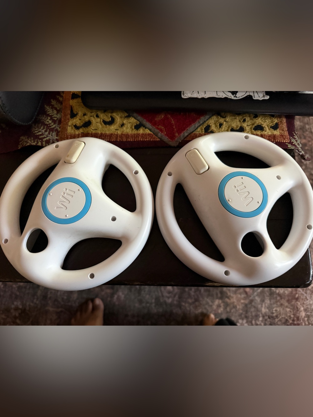 Nintendo White Racing Wheel Controller Shell with Blue Inner Ring